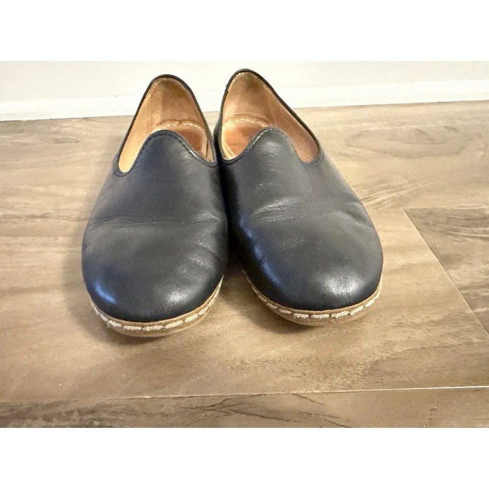 Charix Black Leather Slip On Loafers Flats Minimalist Lagenlook 40 9 Artisan